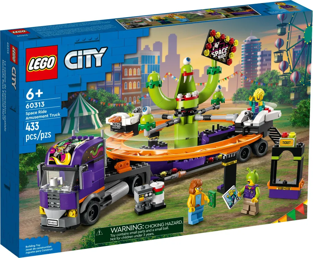 Manège Spatial Rotatif et Camion LEGO City 60313 avec 3 Figurines Incluses