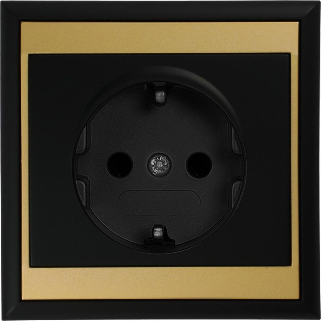 Steckdose Unterputz Schuko Farbe schwarz/gold serie LUNA