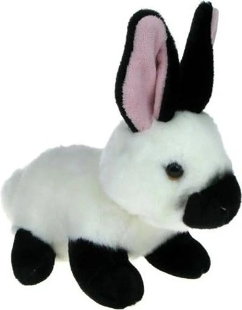 Lapin noir et blanc 19cm 03606 - Peluche décorative douce pour enfant