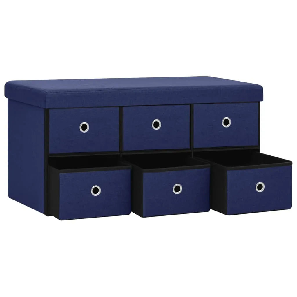 Banc d'entrée avec coffre de stockage bleu 76 cm idéal gain de place - 5