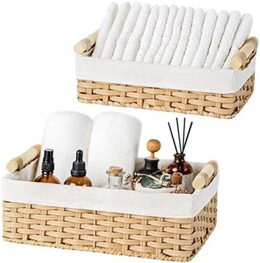 Paniers de rangement décoratifs en fibres tressées pour étagères