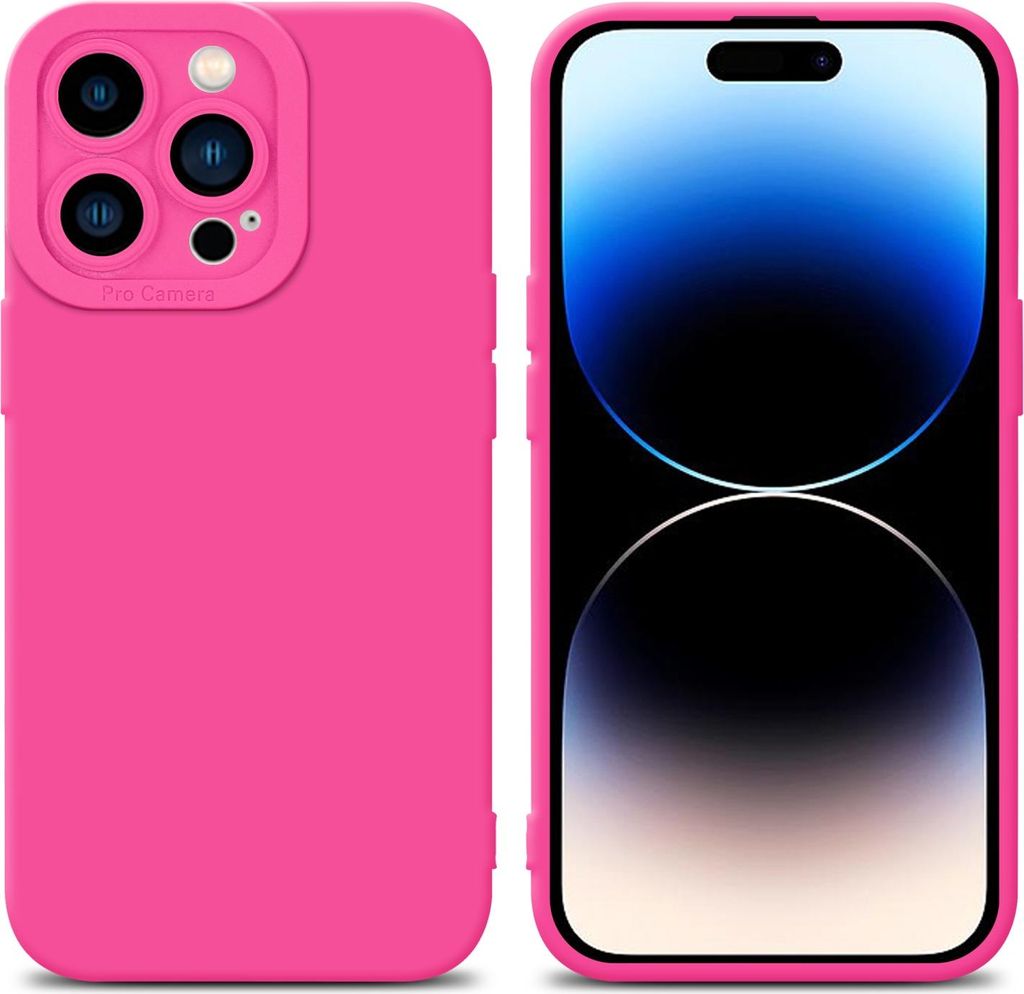 Cadorabo Hülle für Apple iPhone 14 PRO Schutz Hülle in Pink TPU Silikon Etui Case Handyhülle