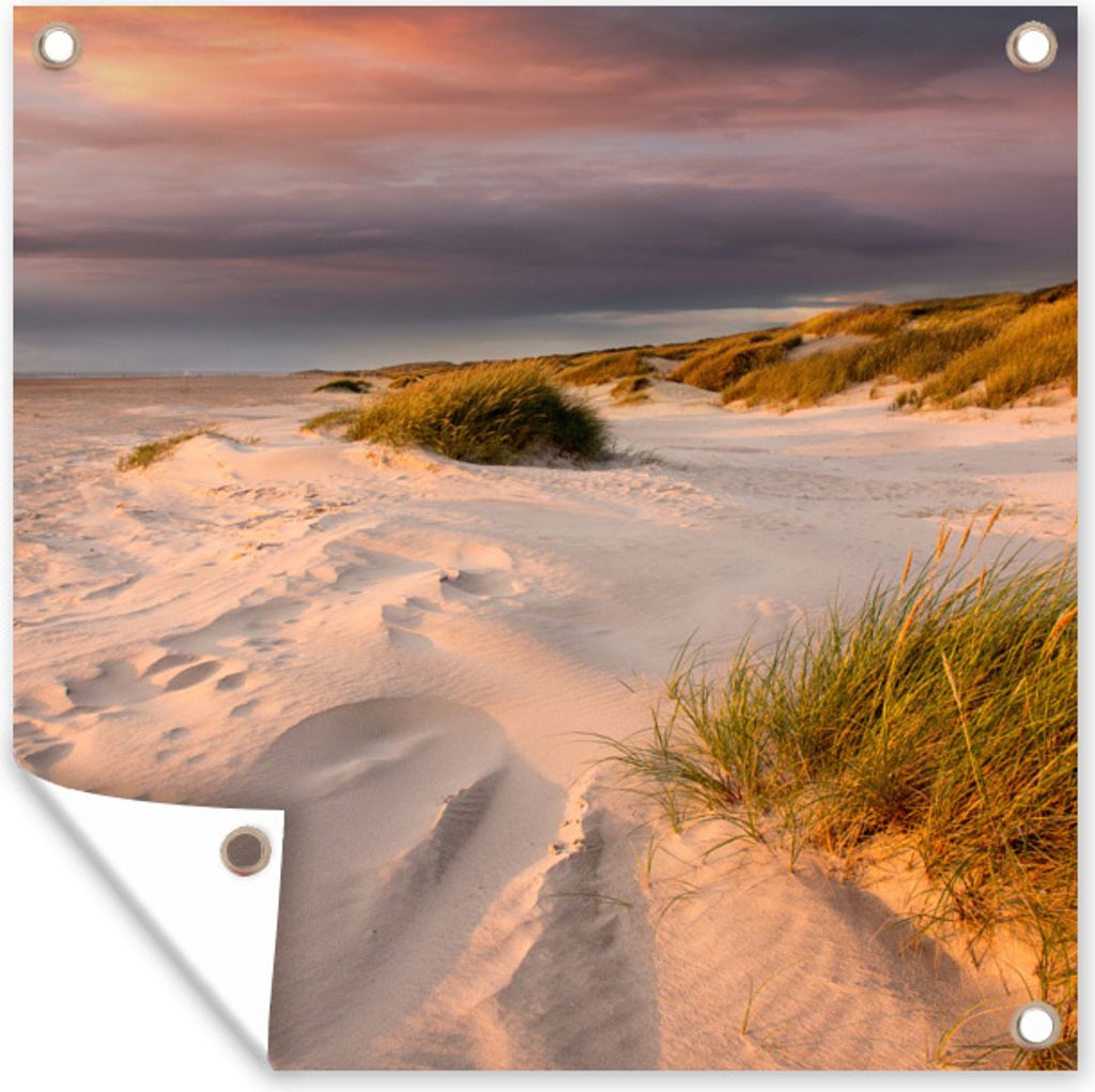 MuchoWow 50x50 cm Outdoor-Poster Gartendeko Sichtschutz Garten Poster für den Garten Strand - Sonne - Düne