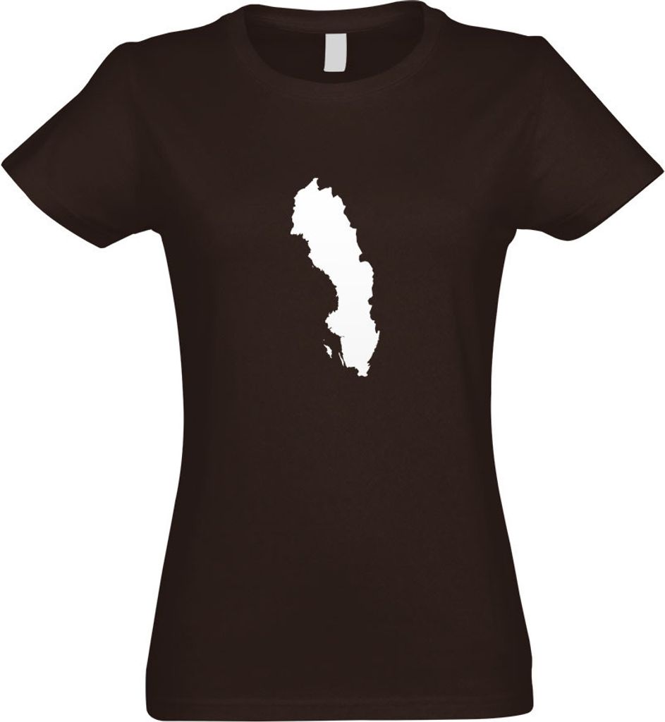 Kiwistar - T-Shirt tailliert - Damen - Chocolate - Schweden Umriss Kontur - mit Motiv Bedruckt - Funshirt Design - Sport - Freizeit - Damen - L