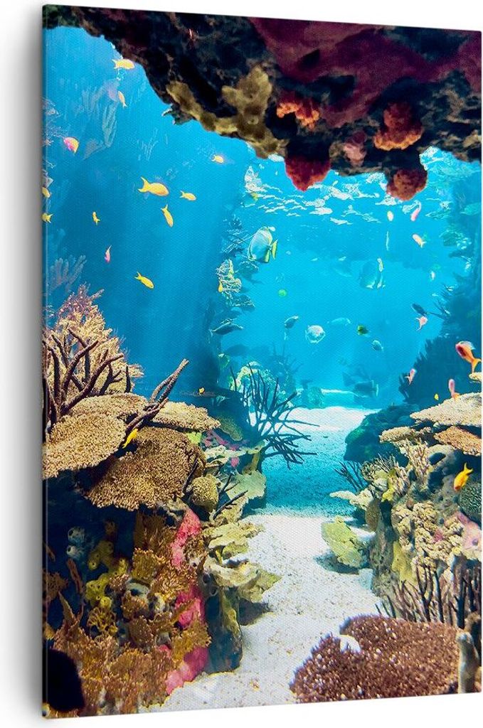Bild auf Leinwand - Leinwandbild - Einteilig - Ozean Riff Fische Koralle - 70x100cm - Wand Bild - Wanddeko - Wandbilder - Leinwanddruck - Wanddekor...