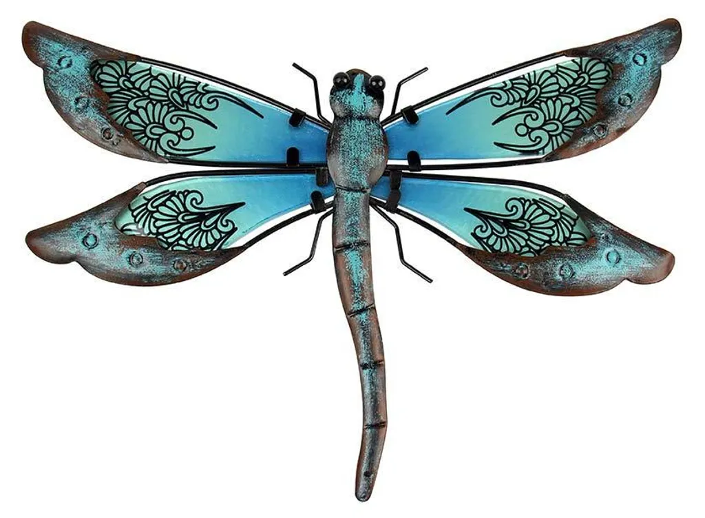 Libellule en métal : déco murale bleue anti-rouille pour jardin durable