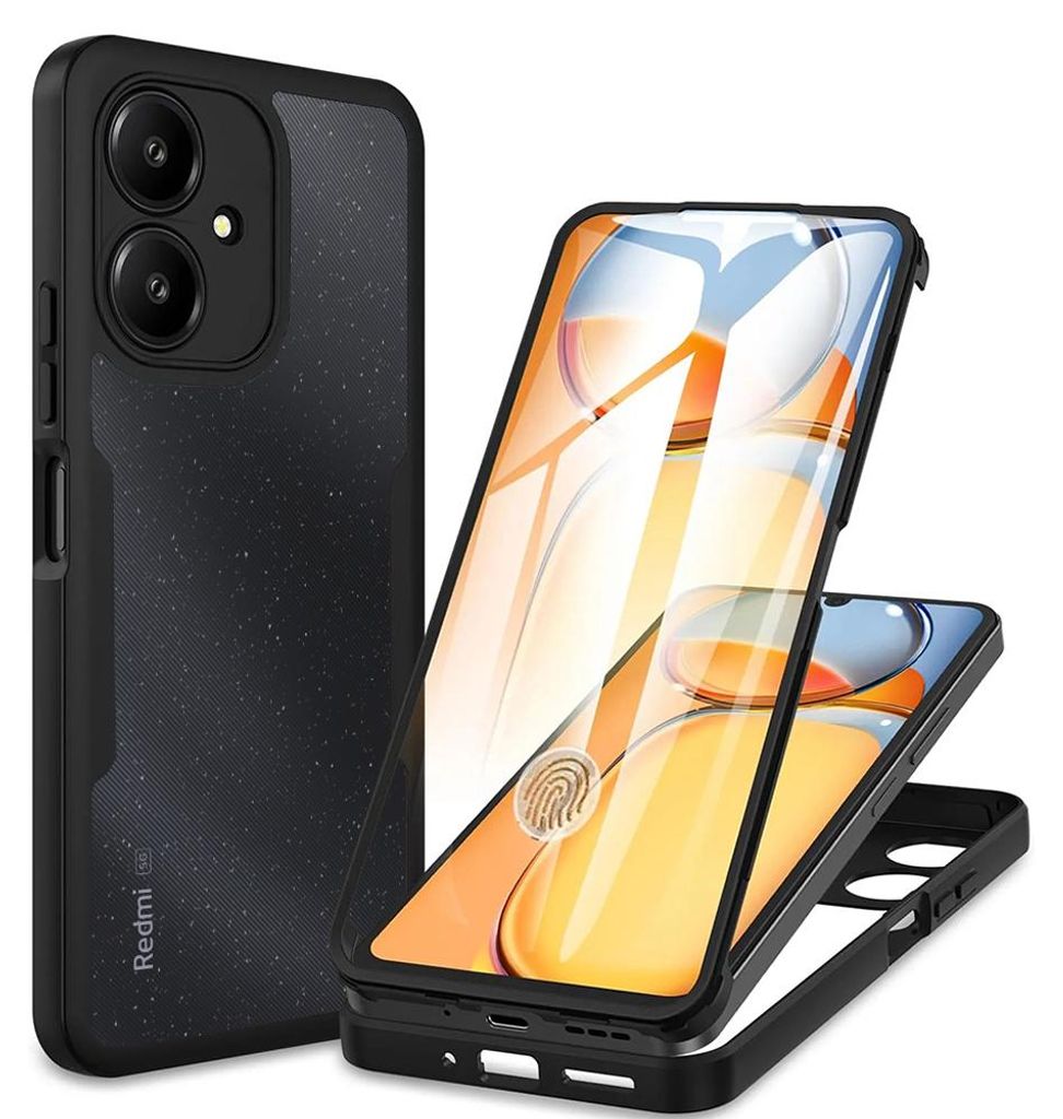 Techsuit ColorVerse 360 Hülle mit Schutzfolie für Xiaomi Redmi 13C 5G - Schwarz