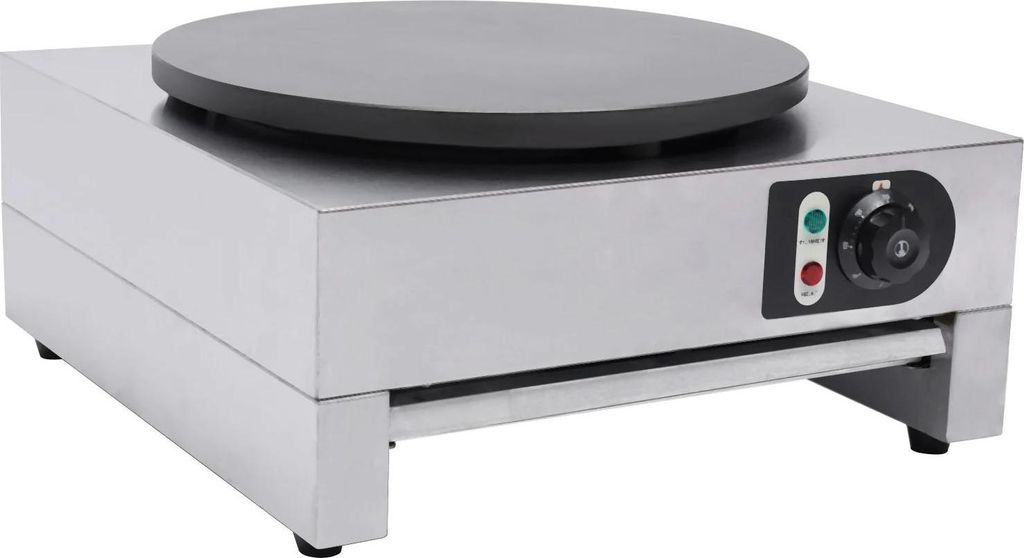 Crêpe-Maker - Pfannkuchenmaschine - 40 cm Platte - 3000 W - Temperatur einstellbar 50–300 °C - Edelstahl - Silber