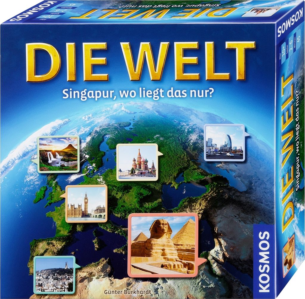 A board game box with images of famous landmarks from around the world.