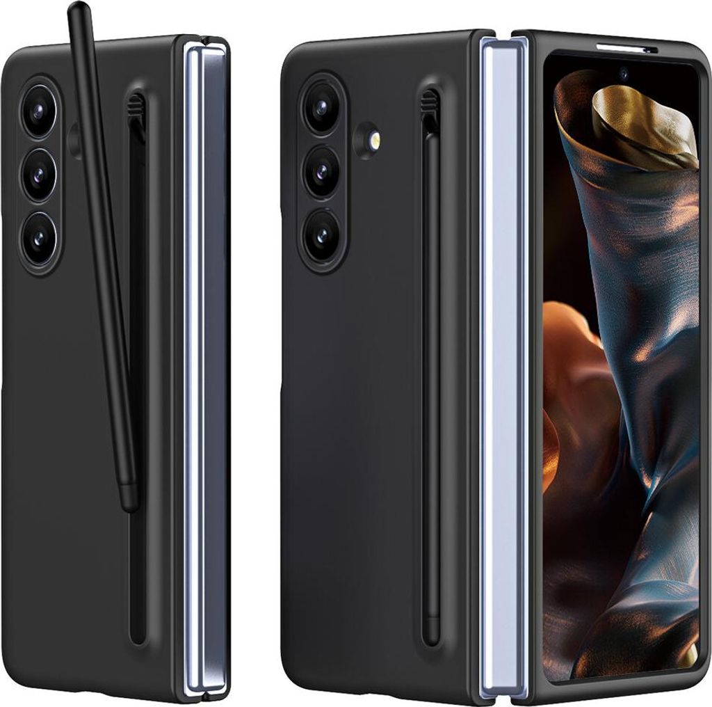 Handyhülle für Samsung Galaxy Z Fold 7 Schlank Stoßfest Kratzfest Schutzhülle mit Eingabestift Schwarz