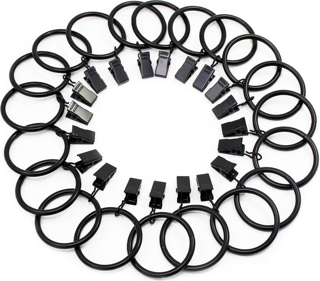 20 Stück Gardinenringe mit Clips 38mm Metall Vorhangring Produktbild 