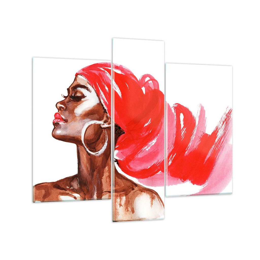 Bilder auf glas - frau modern - 95x80cm - Glasbilder - Wandbilder - Bilder - Kunstdruck - zum Aufhängen bereit - Wanddekoration aus Glas - Glas Bi...