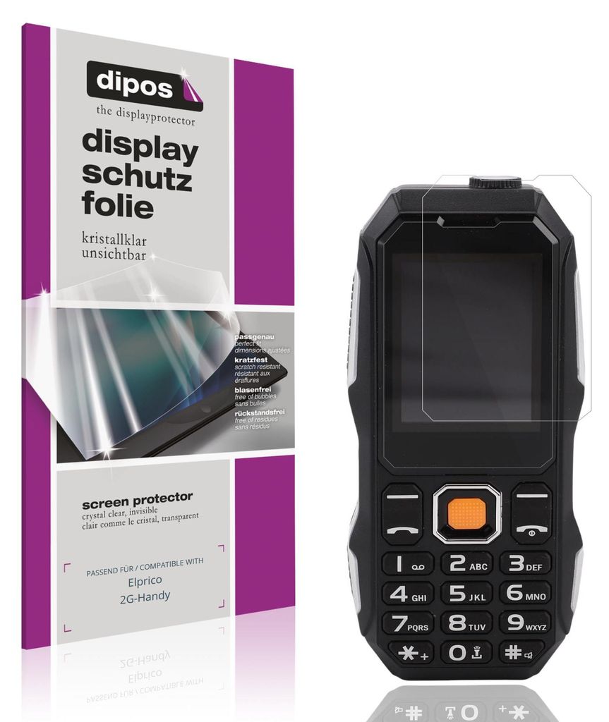 4x Schutzfolie für Elprico 2G-Handy klar Displayschutzfolie Folie Display Schutz dipos