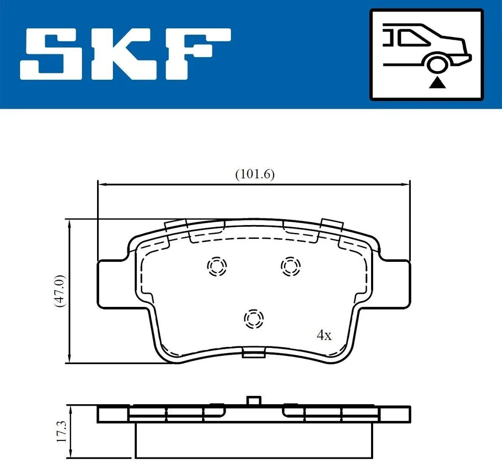Jeu de 4 plaquettes de frein arrière pour OPEL Corsa D série S07 SKF