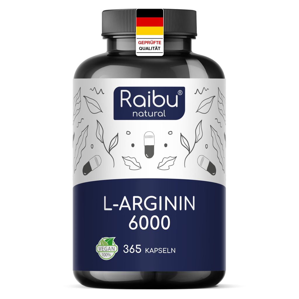 L-Arginin Kapseln hochdosiert, 365 St, Hergestellt in Deutschland - RAIBU