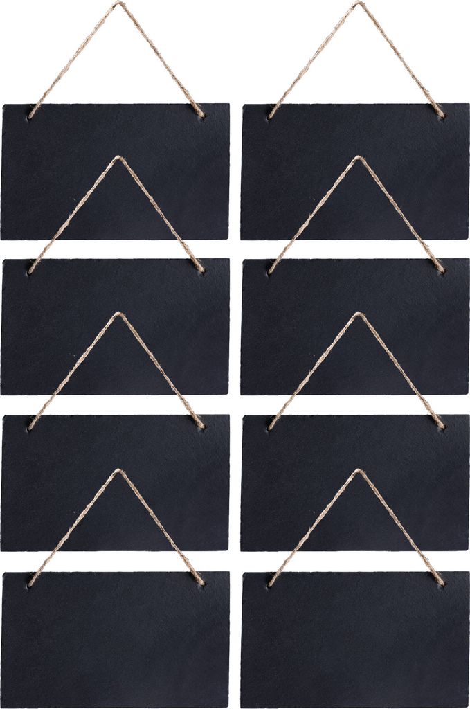 Navaris 8x Schiefertafel zum Aufhängen horizontal - 25x15cm Schiefer Kreidetafel Set klein - Tafel Schieferplatte zum Beschriften - Wand Notiztafel