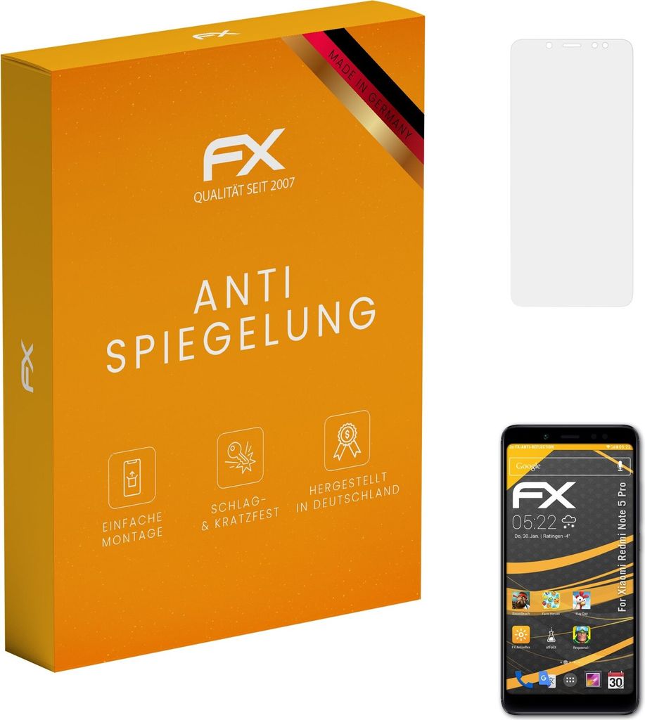 atFoliX FX-Antireflex 3x Schutzfolie kompatibel mit Xiaomi Redmi Note 5 Pro Displayfolie