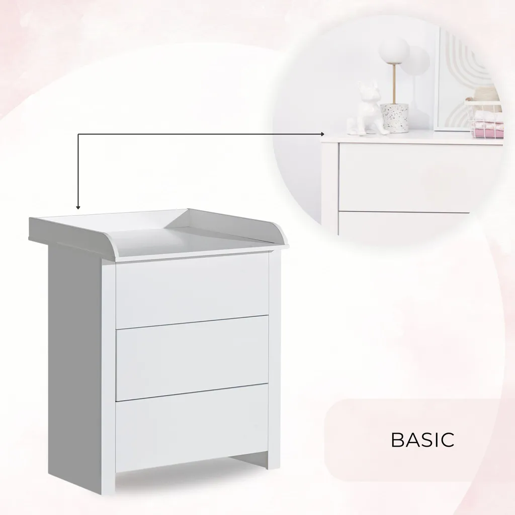 Commode à langer ATB 101 x 85 x 75 cm avec tiroirs pour chambre bébé - 4