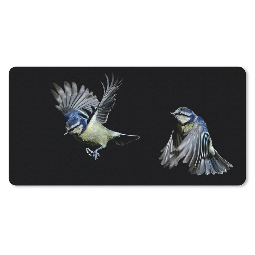 MuchoWow Schreibtischunterlage Vögel - Federn - Schwarz 80x40 cm - XXL Mauspad - Gaming Mauspad