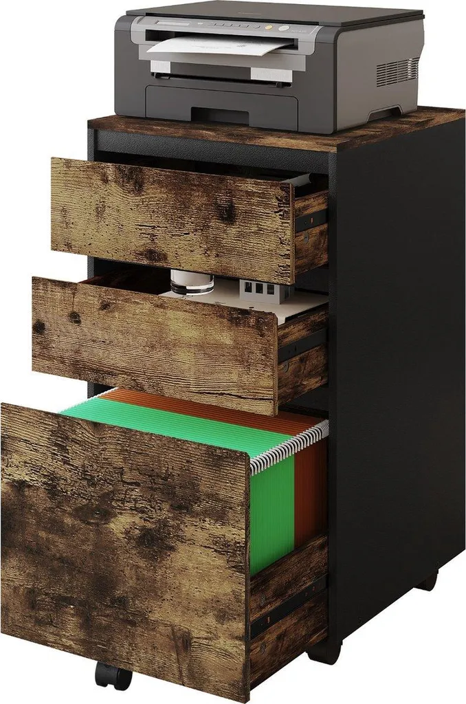 Mobiletto Ufficio Bolt Edge Marrone Scuro - Archivio Documenti 3 Cassetti - 7