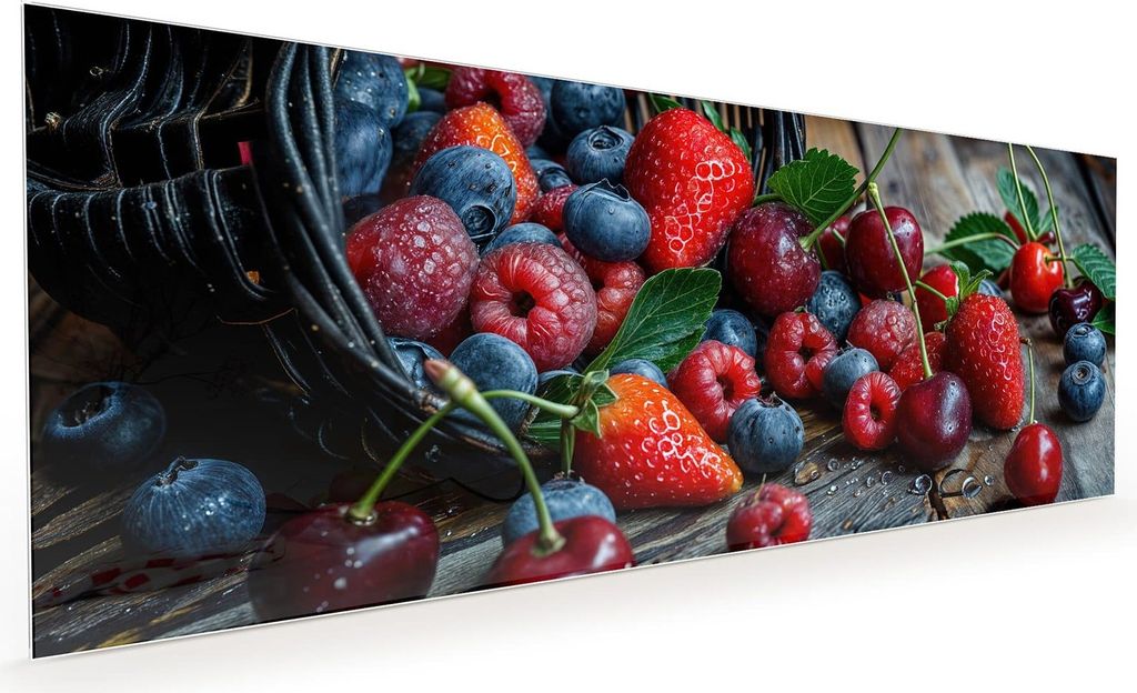 Küchenrückwand Spritzschutz Glas mit Motiv Frische Beerenkorb 40 x 40 cm