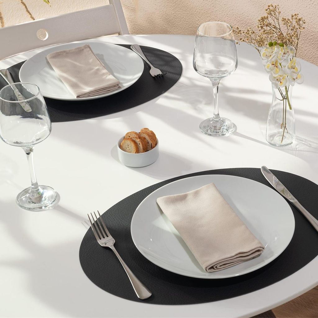 Tischsets oval 4er Set 33x45 cm – recyceltes Leder – Chia Produktbild 