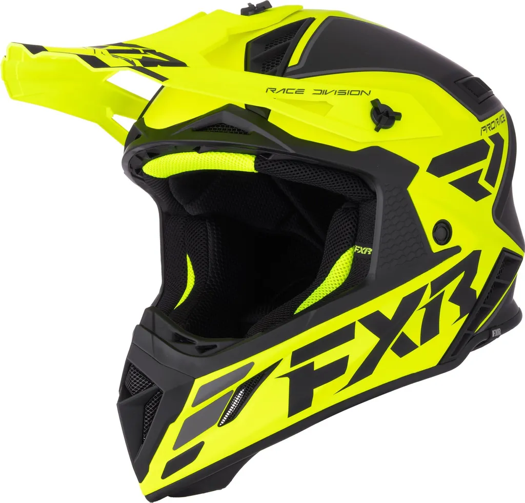 Casque FXR Helium Logo Carbon Ultra Léger Jaune Noir pour Pilote L