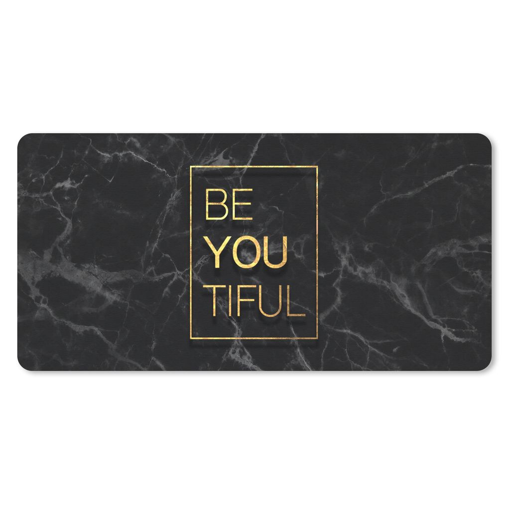 MuchoWow Schreibtischunterlage Zitate - Sprichwörter - Gold - Marmor 80x40 cm - XXL Mauspad - Gaming Mauspad