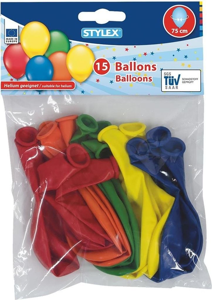 Stylex 14820, Spielzeugballon, Gemischte Farben, Rund, 15 Stück(e), Europa