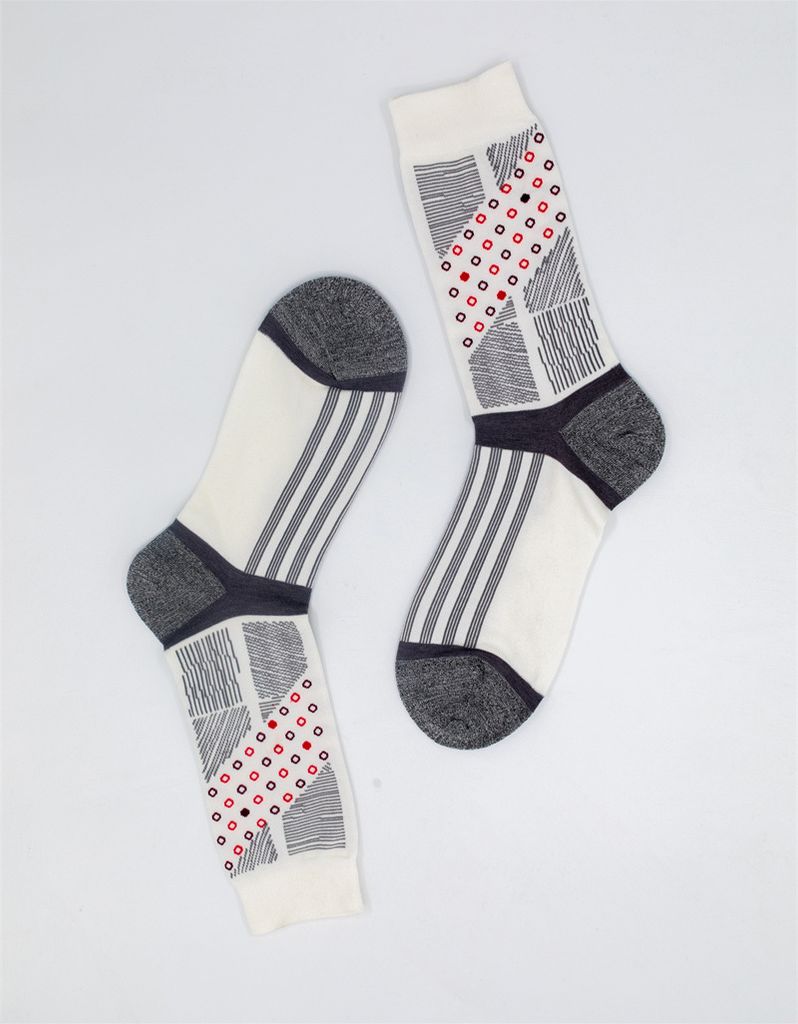 MEGAGROUP 2 Paar Casual Socken Stricksocken Größe 39-42 weiß und grau