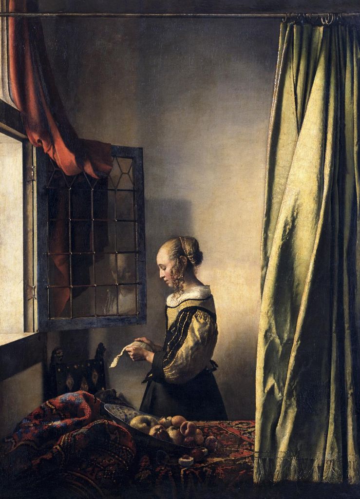 Plakat 13x18cm Mädchen beim Lesen eines Briefes, Vermeer Vintage für das Wohnzimmer