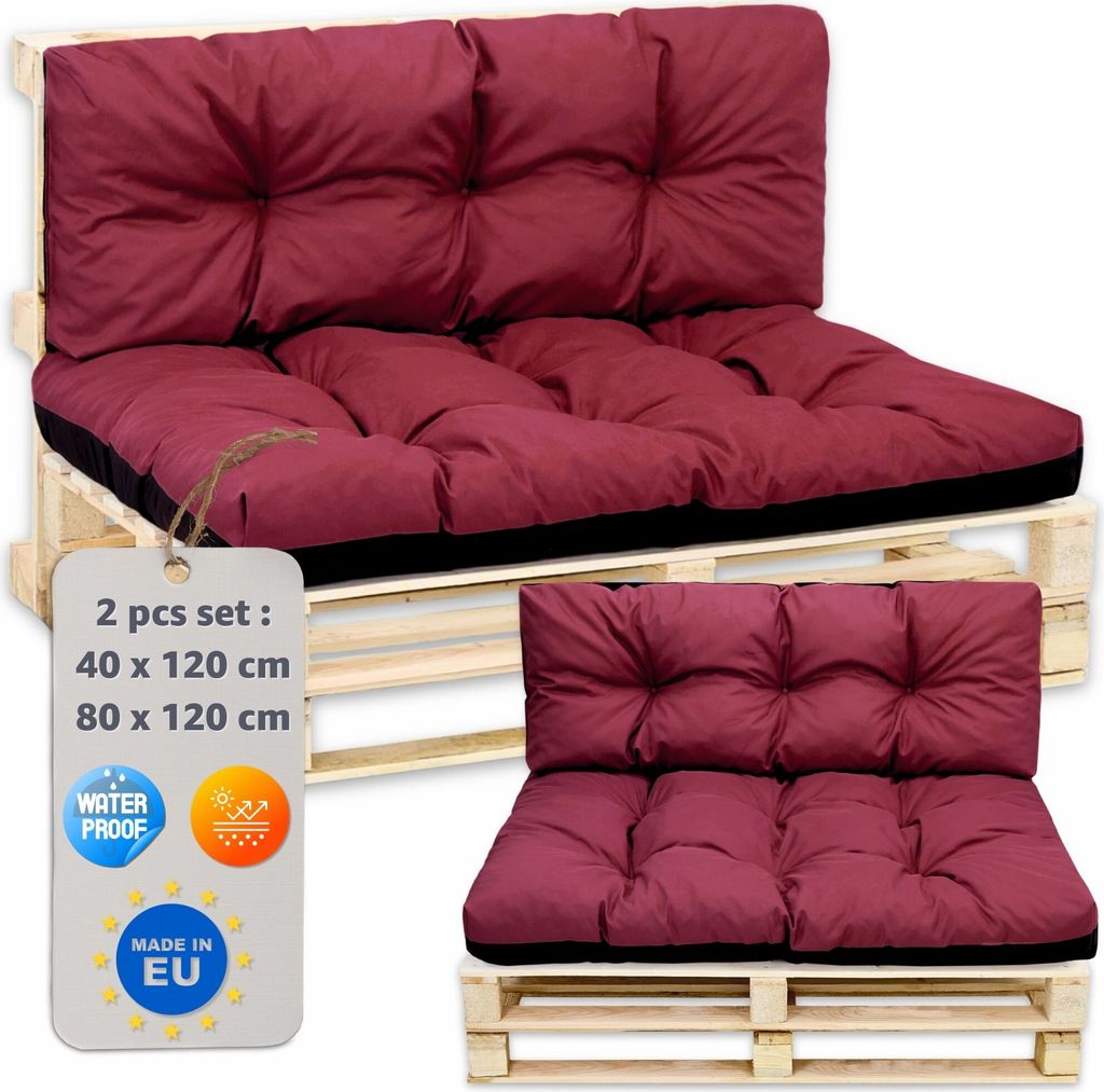 Súprava vankúšov z paliet: zadný vankúš 40x120 cm a sedací Obrázok produktu 