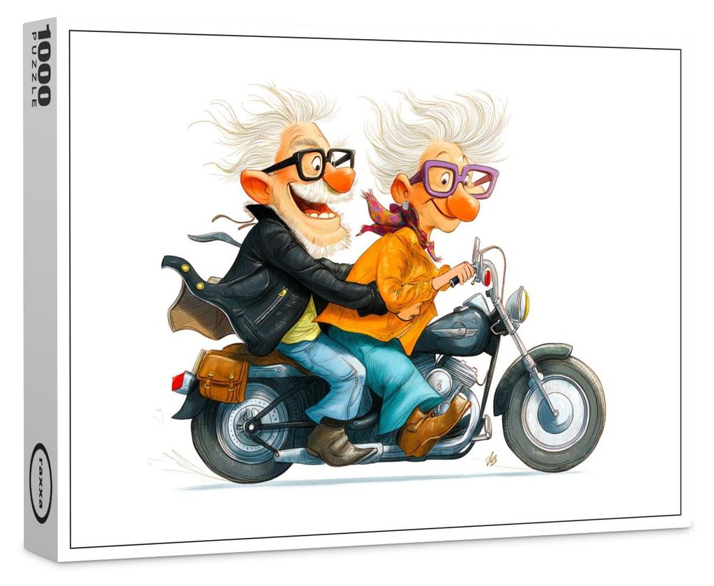 raxxa Premium-Puzzle "Funny illustration of seniors riding motorcycle", 1000 Teile