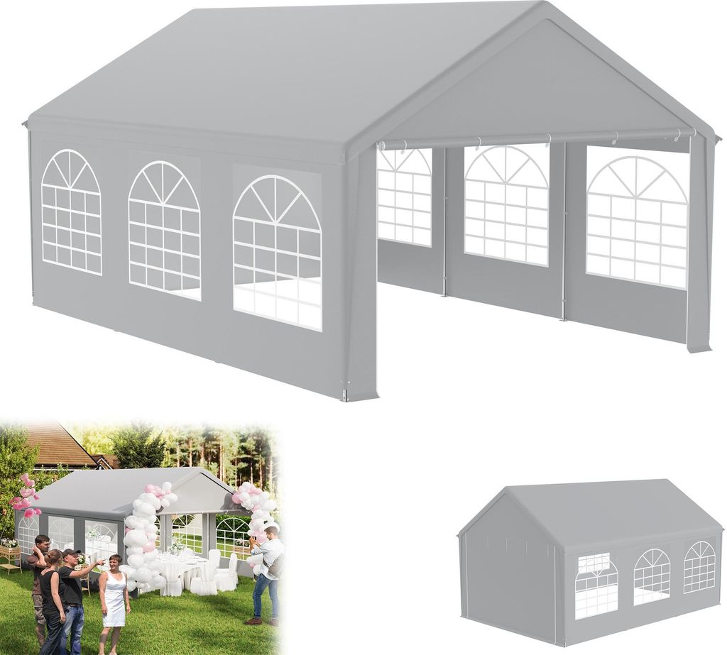 UISEBRT 4x6m Premium Partyzelt Pavillon mit Seitenteilen, Wasserdicht & Winterfest, Gartenzelt mit Fenster in Seitenwänden, Großzelt für Hochzei...