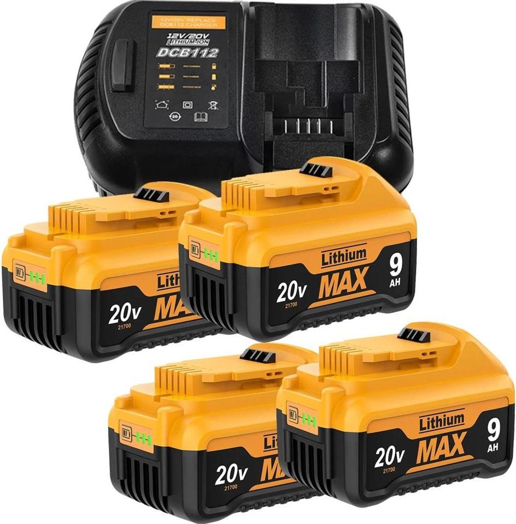 Für DeWalt 20V, Ersatzakku DCB200, 9000 mAh 21700 Lithium-Ionen, braun, wiederaufladbar, kompatibel mit DCB182/DCB180/DCB181