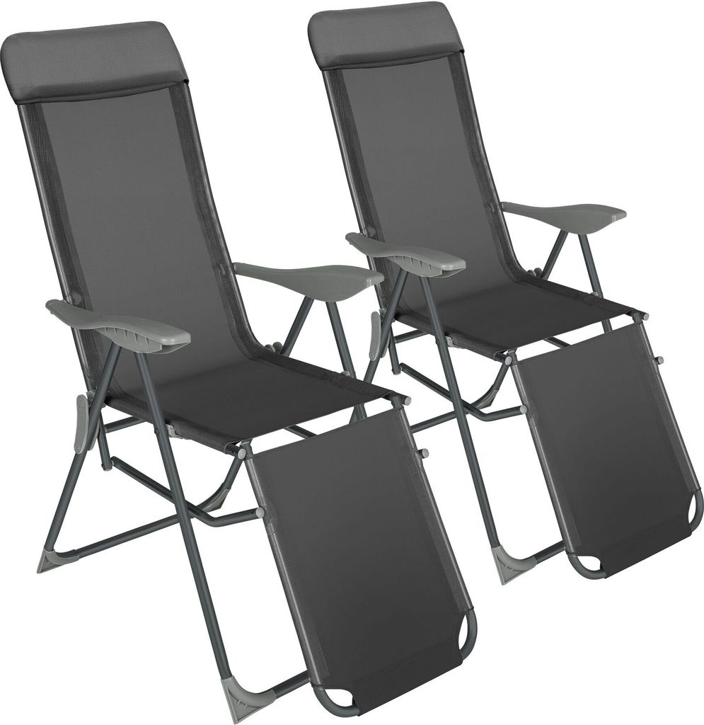 tectake 2er Set Aluminium Gartenstuhl Jana klappbar 146,5 x 59 x 117,5 cm