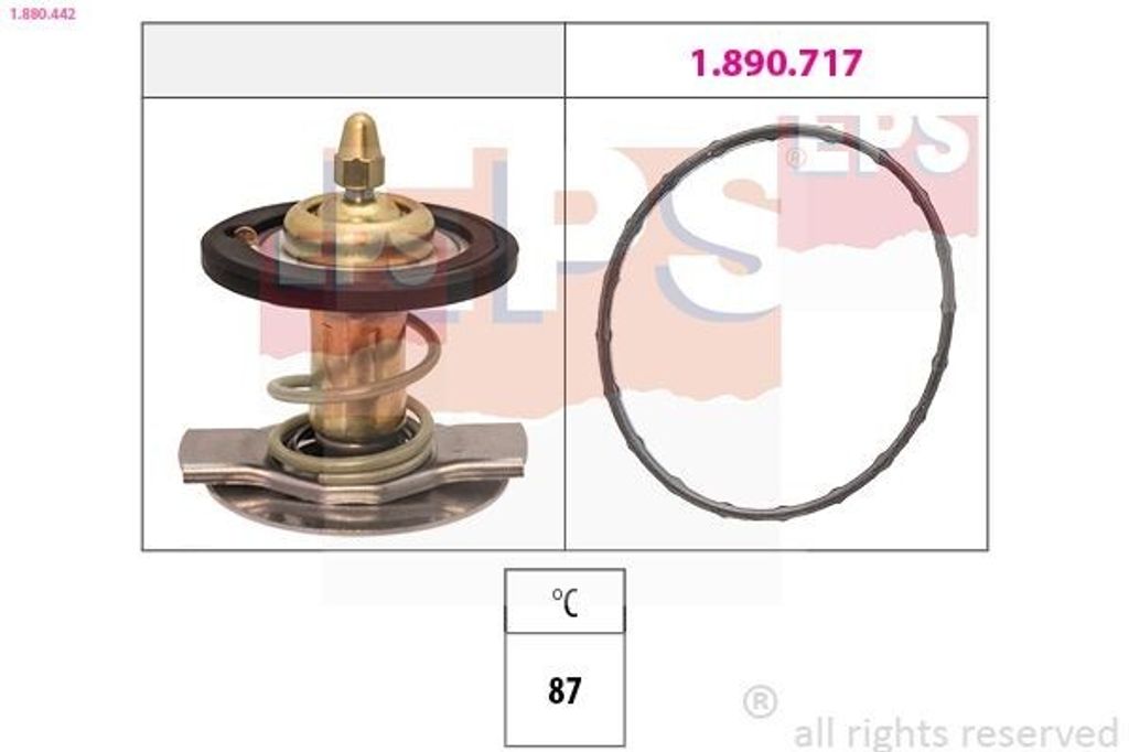 EPS Thermostat Kühlmittel 87°C passend für MERCEDES-BENZ E-Klasse Limousine (W211) C-Klasse Limousine (W203) E-Klasse T-modell (S211) VIANO (W639)