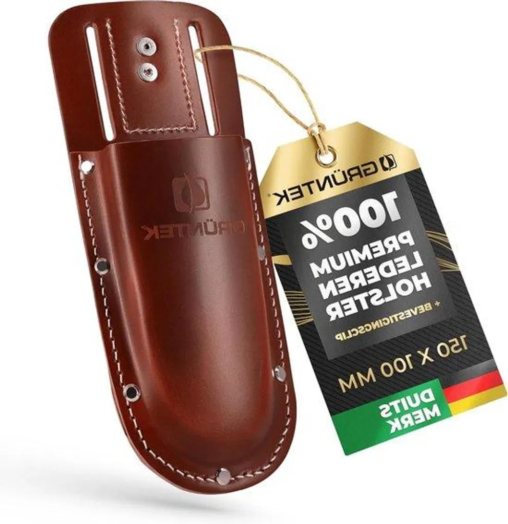 Étui sécateur anti-perte marron, fixation sangle stable et cuir 3 mm