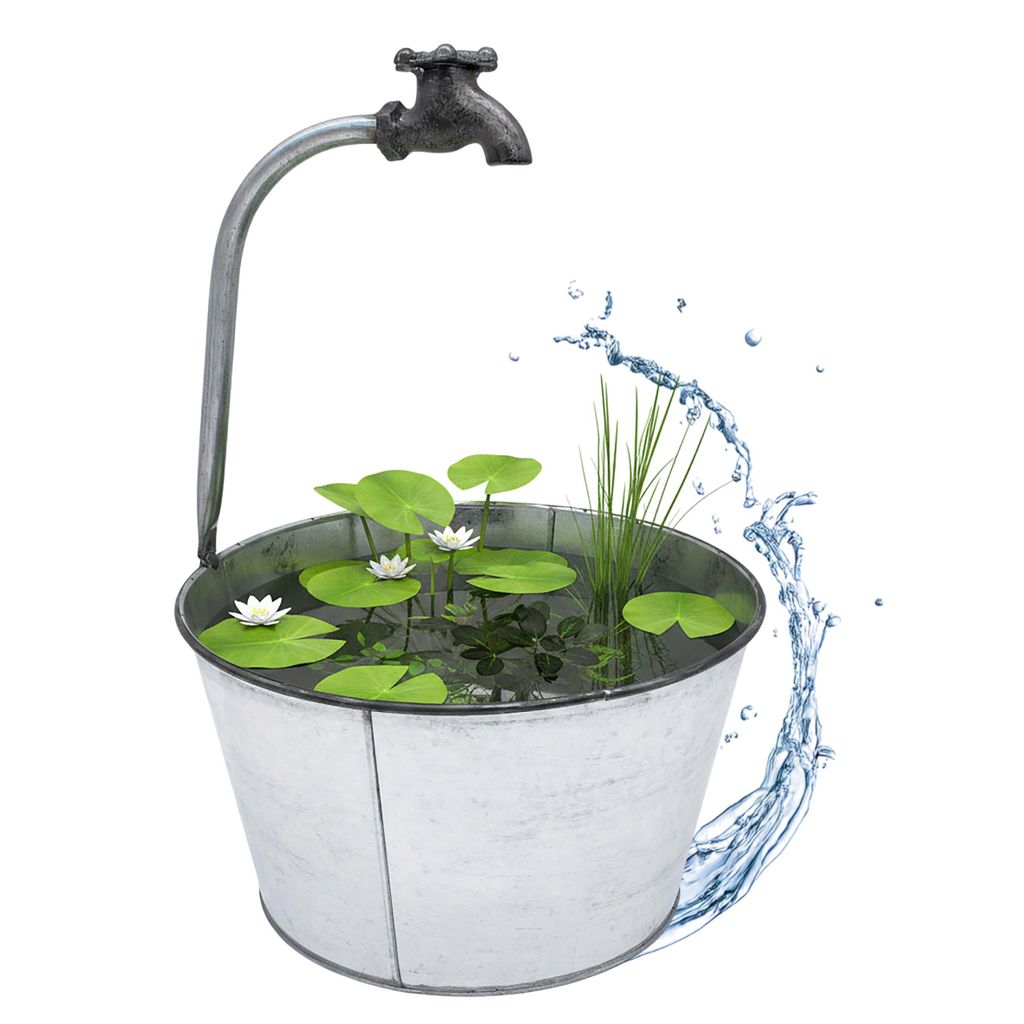 Metalleimer verzinkt mit Deko Wasserhahn - Größe: 48x29 Produktbild 