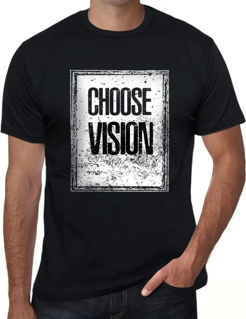 Herren Grafik T-Shirt Vision wählen – Choose Vision – Öko-Verantwortlich Vintage Jahrgang Kurzarm Lustige Druck Geburtstag Geschenk Mann