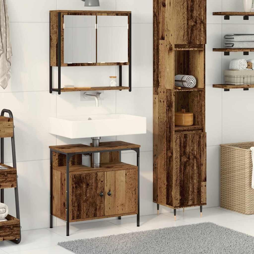 Maison Exclusive - Badezimmermöbel-Set mit Regal mit Tür 2 pcs Braun Holzwerkstoff