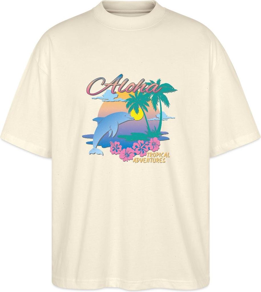 Spreadshirt Sommer Urlaub Aloha Strand Palmen Trend Oversize Uni T-Shirt, XS, Natur