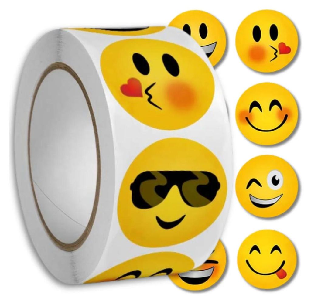 EDIBAZZAR | Adesivi emoji colorati in rotolo 500 pz. Immagine del prodotto 