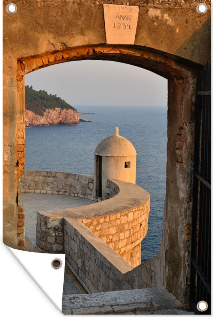 MuchoWow 60x90 cm Outdoor-Poster Gartendeko Sichtschutz Garten Poster für den Garten Tür in der Stadtmauer von Dubrovnik, Kroatien
