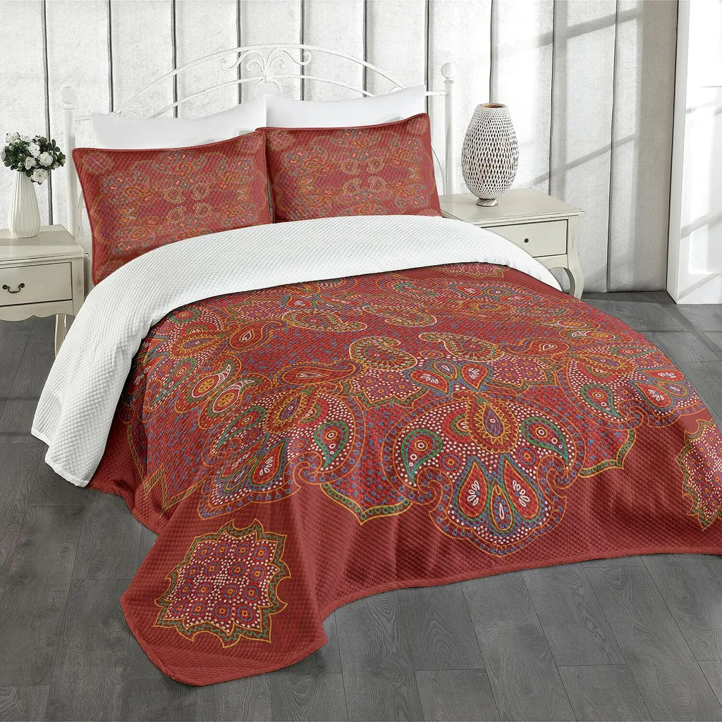 Copriletto Orientale ABAKUHAUS 264x220 Bordeaux Mandala Paisley