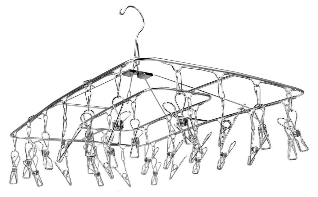 Wäscheständer mit 28 Clips, Edelstahl Wäscheklammern Trockengestell für Socken, Handtücher und Unterwäsche - Rostfrei, Faltbar, Vielseitig Ei...