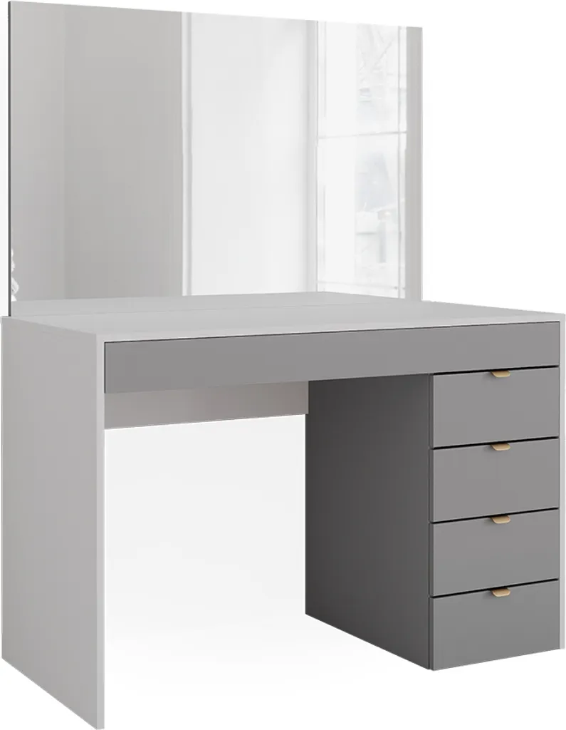 Coiffeuse Moderne Vicco Elise pour Chambre - Grand Miroir 115cm Gris