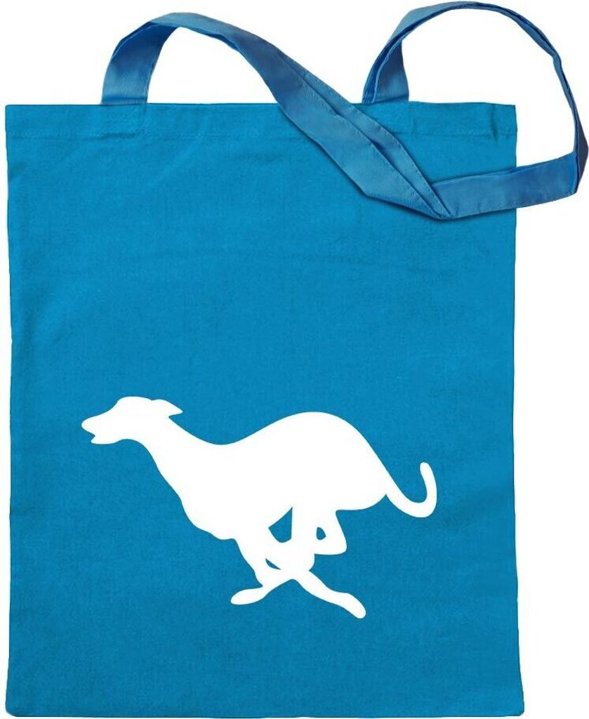 Kiwistar - Baumwolltasche - hellblau - Windhund - Tragetasche Stoffbeutel Umhängetasche Langer Henkel
