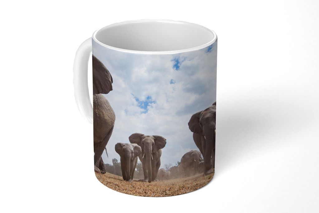 KitchenYeah Tasse Kaffeetasse Kaffeebecher 350 ml Elefant - Tiere - Natur - Flachland Teetasse - Fototasse - Becher - Keramikbecher - Teebecher -...