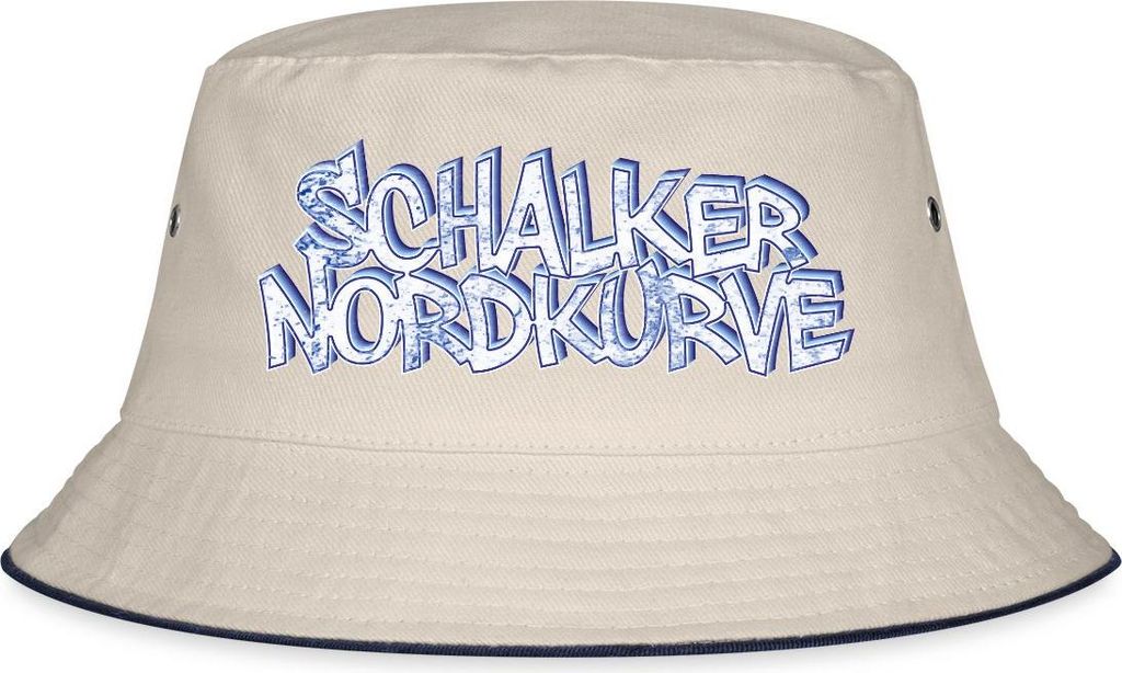Spreadshirt Schalke Nordkurve Fußball Sport Fischerhut, L/XL (Caps), Natur/Navy